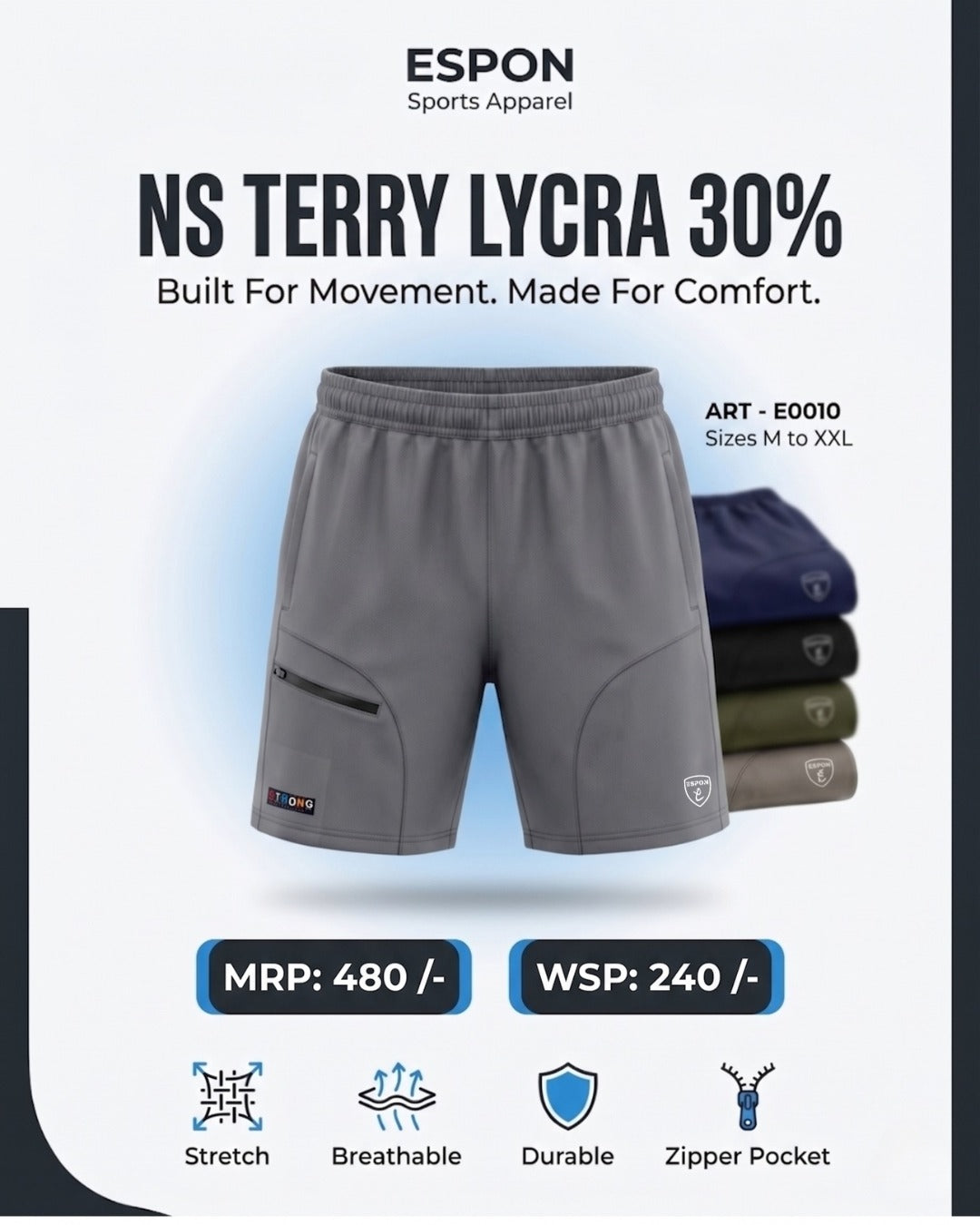NS Terry Lycra 30% Shorts (Art - E0010)